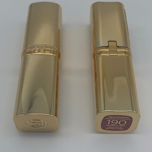 2 PK L'Oreal Colour Riche Reds of Worth Satin Lipstick 190 Hopeful Red .13 oz - Picture 1 of 3